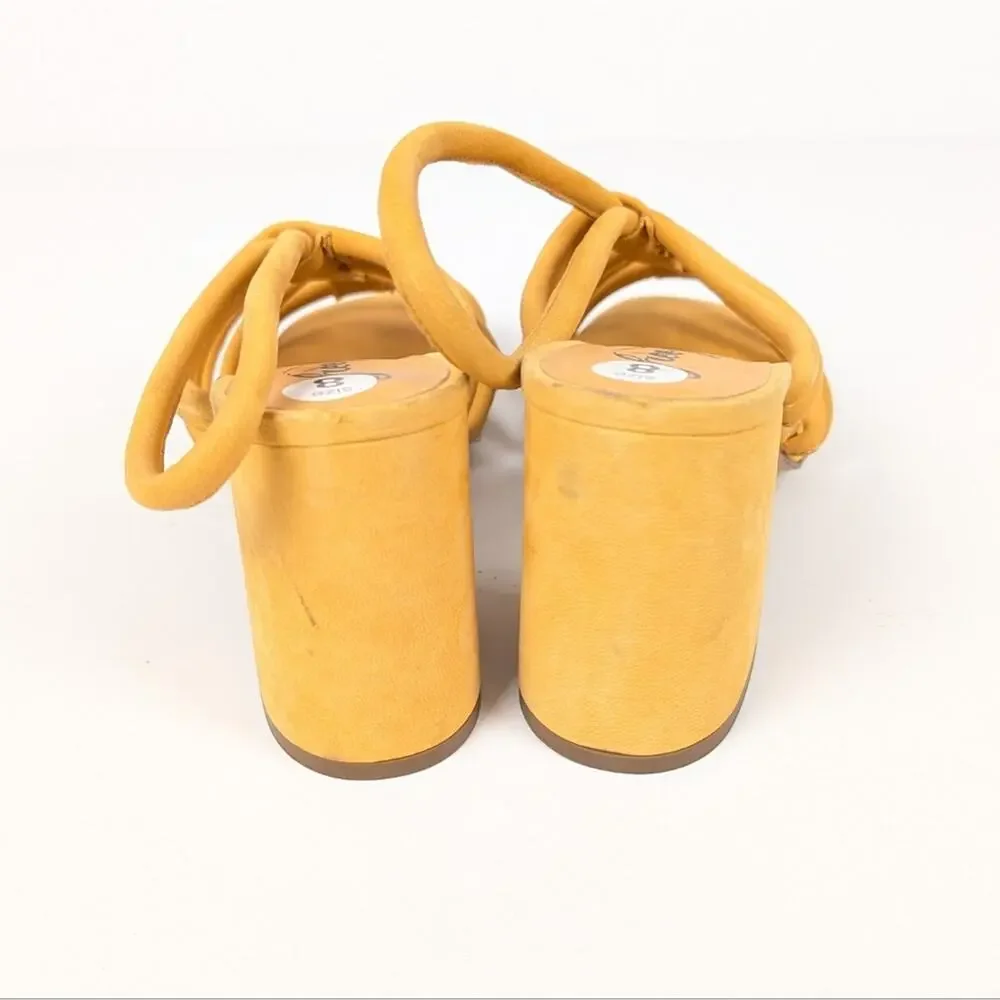 Free People Colette Hot Orange Strappy Cinched Block Heel Sandals Size 8